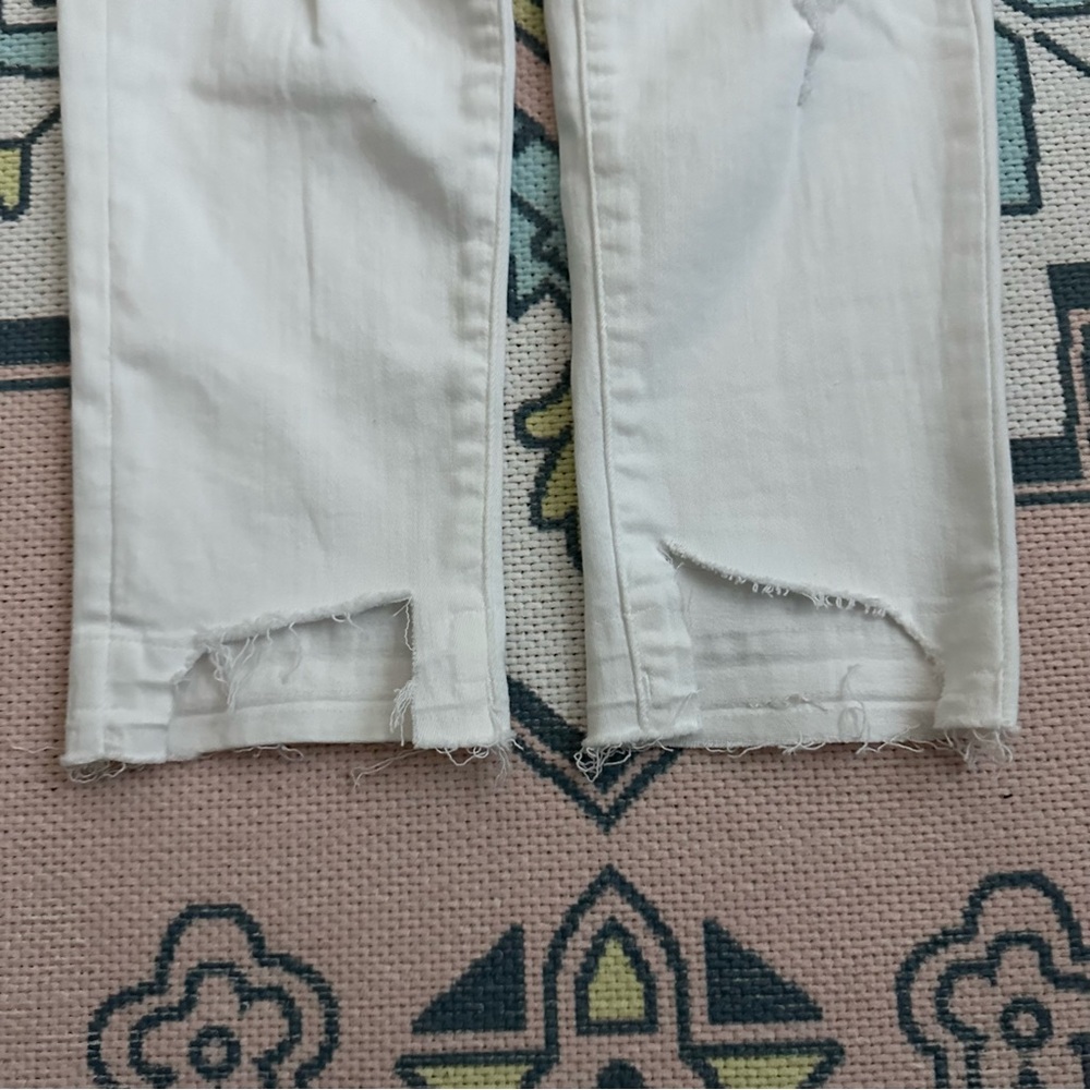 American Eagle White Stretch Ripped Super Hi-Rise Jegging Crop Jeans - Picture 11 of 16